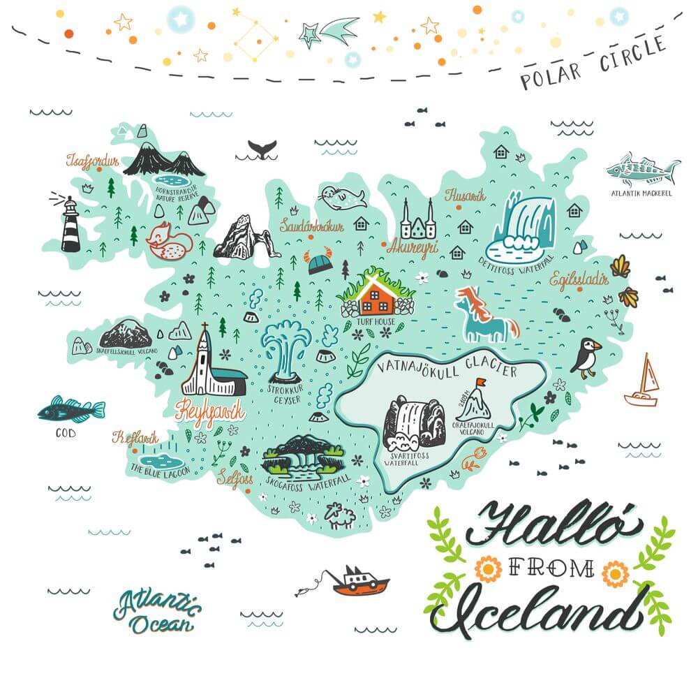 Map of Iceland for your upcoming Icelandic adventure.