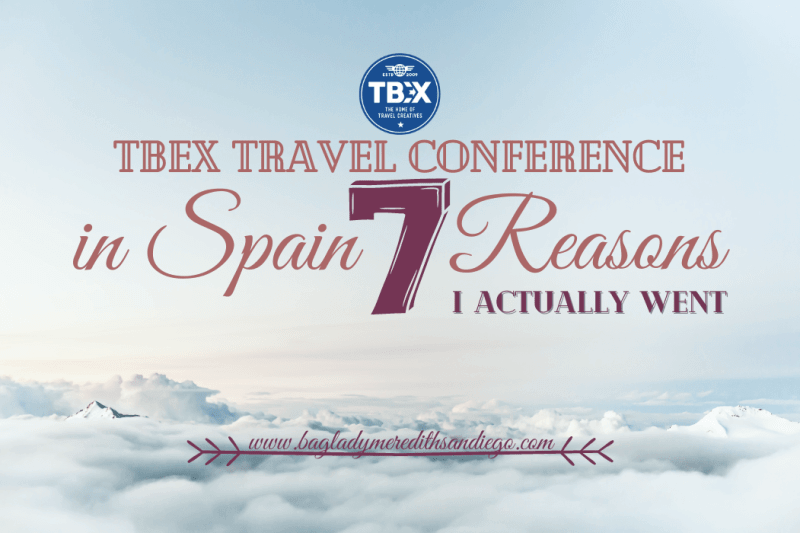 TBEX travel conference in spain 7 reasons I actually went pin by Meredith with background of above the clouds