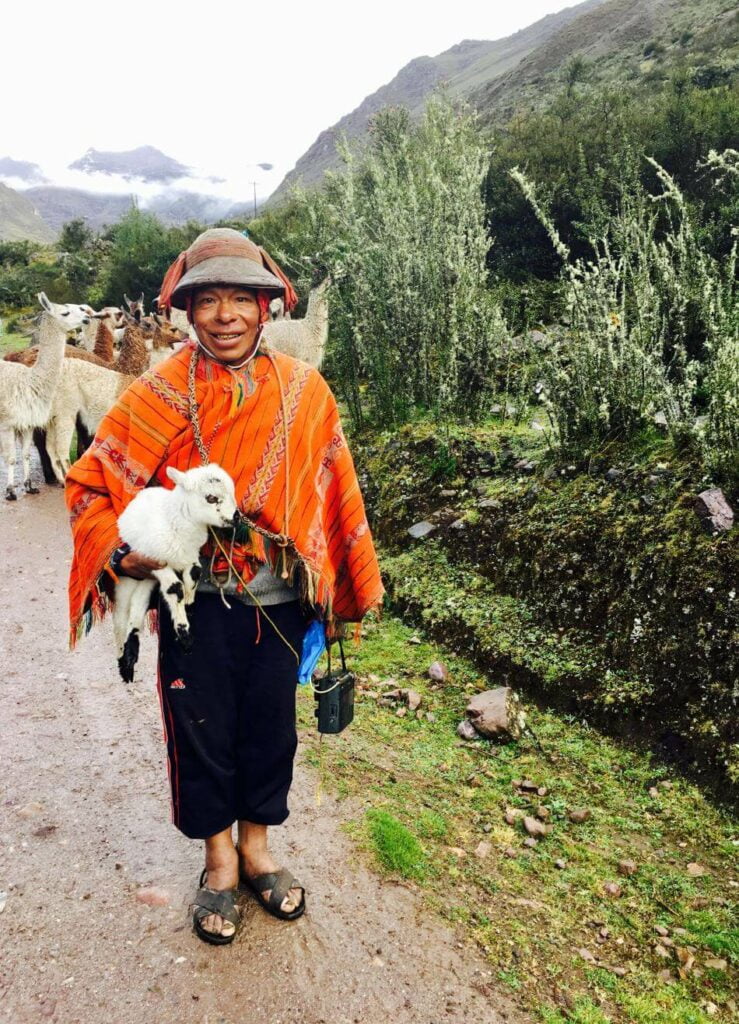Local Peruvian man on the way to the Lares Trek in Peru.