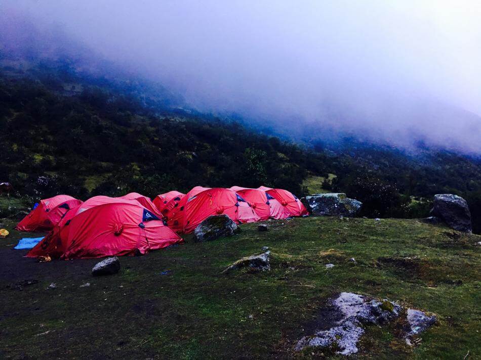 Sleeping at night while hiking the Lares Trek in Peru